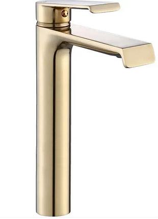 Смеситель для раковины (умывальника) rea hass brushed gold высокий