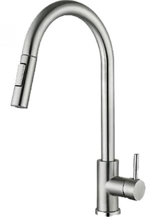 Zerix lux-014 смеситель для кухни с выдвижной лейкой из нерж. стали sus304