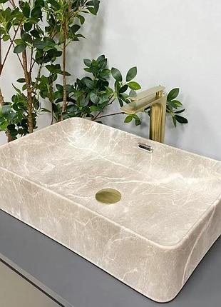 Умывальник vbi arabba m beige stone matt накладной