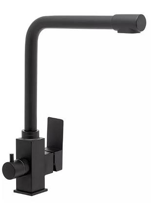 Смеситель для кухни на две воды wezer pro4c-02-black, нержавеющая сталь, черный