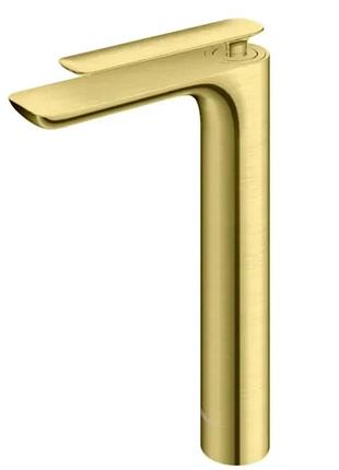 Смеситель для раковины (умивальника) kohlman experience brushed gold высокий