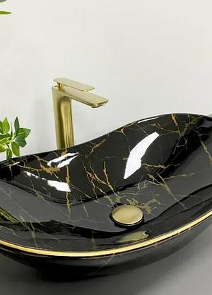 Умывальник (раковина) vbi turin marble black glossy накладной