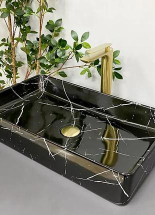 Умывальник (раковина) vbi triest black marmo glossy накладной