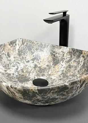 Умывальник (раковина) vbi ronta dark grey stone matt накладной