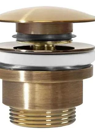 Донный клапан для раковины rea click-clack antique brushed gold универсальный