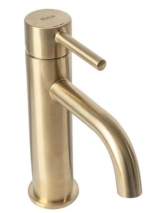 Смеситель для раковины (умивальника) rea lungo brushed gold низкий