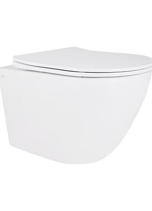 Унитаз подвесной qtap robin mew безободковый с сиденьем soft-close qt13332381аsw