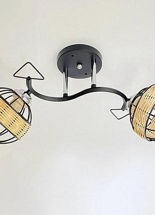 Стельова люстра на 2 плафони 91179a/2 чорний+хром