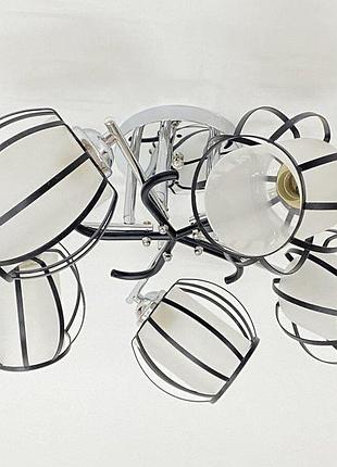 Стельова люстра на 5 плафонів 91195/5 хром+чорний