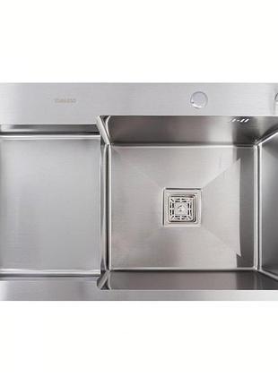 Кухонная мойка нержавейка cm 78*50c r valeso handmade с углубленной полкой (3,0/0,8)