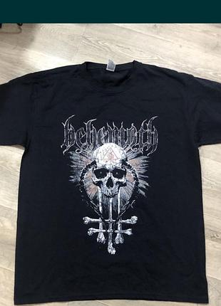 Як нова чудова двухстороння футболка мерч блек метал гурту behemoth без дефектів розмір л 
на м буде вільно