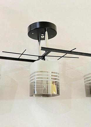 Стельова люстра на 3 плафони valeso 6910b/3 (чорний+хром)