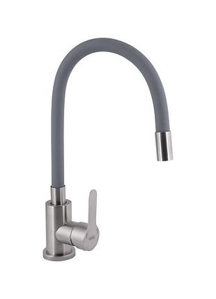 Смеситель для кухни brindex pure 015f3 с гибким изливом   nickel/grey bripur015f3nkg
