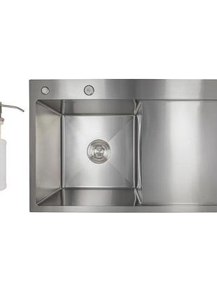 Мийка для кухні інтегрована lidz handmade h7849r крило праворуч (ldh7849brur45591) brushed steel 3,0/1,0 мм