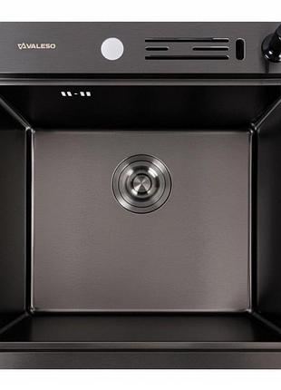 Мойка кухонная valeso 50×50 см pvd черная handmade с подставкой для ножей