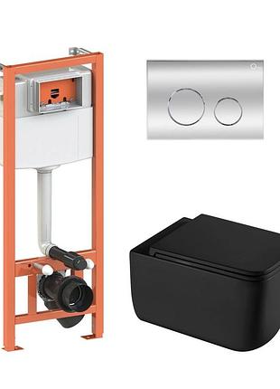 Готовое решение qtap для ванной комнаты: подвесной унитаз gemini ultra quiet 530х365х373+ комплект инсталляции nest 4 в 1 (круглая