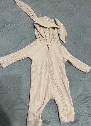 Милий ромпер комбінезон зайчик у рубчик 62 см