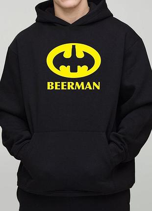 Чоловіче чорне худі для любителя пива beerman batman