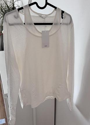 Білий лонгслів подвійний