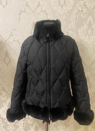 Куртка пуховик з натуральним хутром кролика