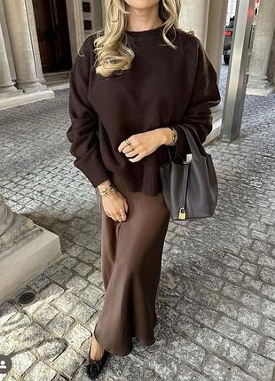 Сатинова спідниця довжини максі