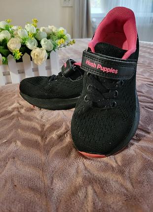Кроссовки hush puppies черные розовый неон текстильные на липучках