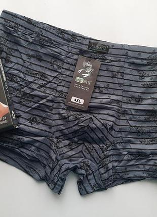 Трусы боксеры мужские хлопковые в полоску с принтом баталы большие размеры набор из 2 шт. различные цвета премиум качество