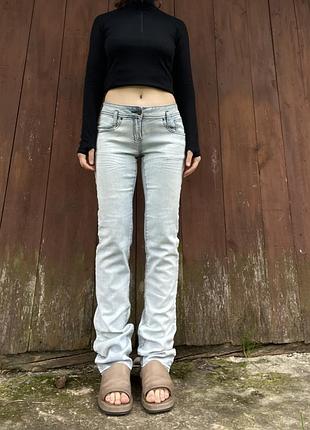 Джинсы голубые винтаж прямые скинни 36 s 38 m низкая талия посадка 2000s 90s y2k vintage streetwear гранж