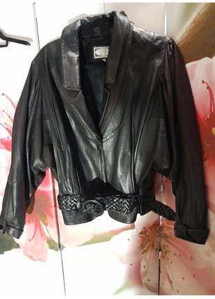 Куртка кожаная натуральная винтажная (бомбер фосон рукава летающая мышь) оверсайз