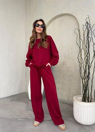 Уютный спортивный костюм из трехнитки петля 🇹🇷 — свитшот и штаны-палаццо