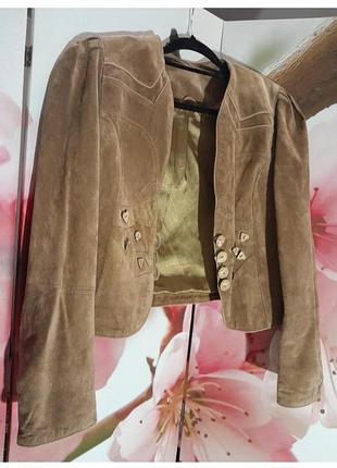 Куртка фасон жакет (дизайнерский піджак з декаративними гкдзиками) натуральна замш