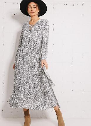Женское шифоновое платье макси в мелкий цветочный принт