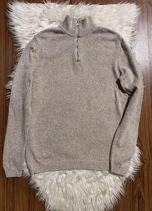 Бежевий чоловічий светр під шию горло рр м зі змійкою