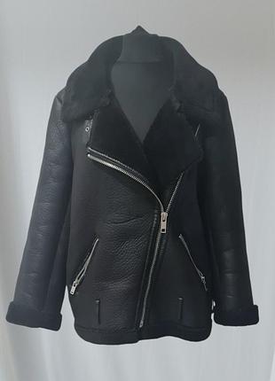 Классная трендовая стильная искусственная дубленка косухая куртка