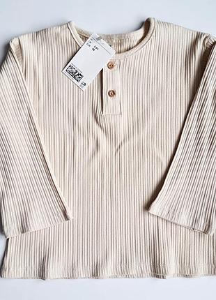 Бежевий топ henley в рубчик р.98,104 2
