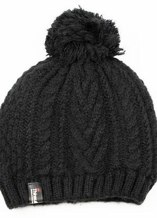 Шапка вязаная женская george 3m thinsulate с теплой подкладкой с помпоном&nbsp;теплый зимний черный цвет