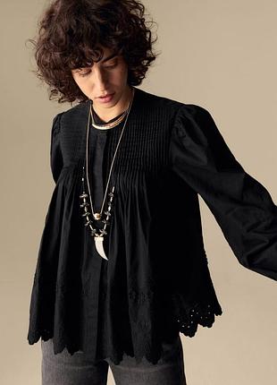 Стильная вышитая женская оверсайз блузка блуза рубашка вышиванка вышивка бренд marks &amp; spencer, р.16