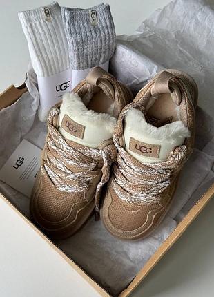 Ugg lowmel sand жіночі уггі на хутрі овчині теплі зимові угі угги снікерси лоумел беж