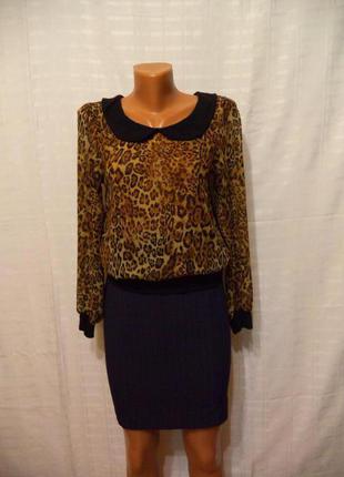 Модная блуза в леопардовый принт с интересной спинкой