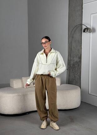 Теплий жіночий брючний прогулянковий костюм з флісу