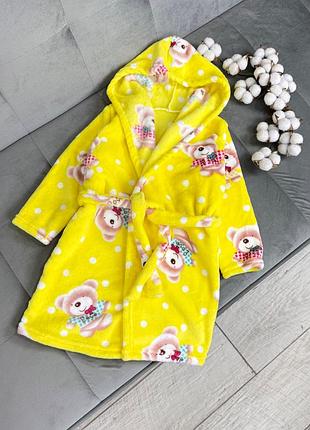 Халат махровый мишки, желтый