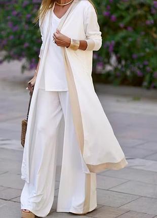 Костюм двойка кардиган и широкие брюки с лампасами