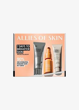 Black friday ‼️набір доглядової косметики від бренду allies of skin vitamin c, крем з пептидами peptides & antioxidants advanced firming daily