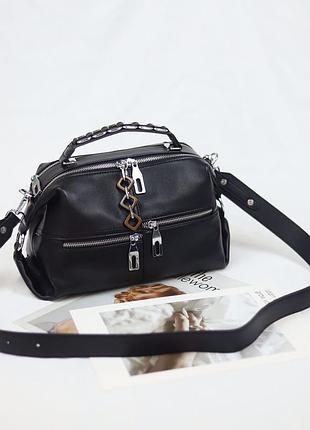 Женская кожаная сумка бочонок через на плечо polina & eiterou полина жіноча шкіряна