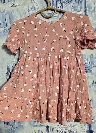 Платье пудровое из муслина