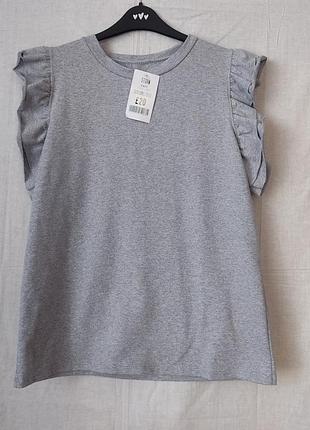 Футболка трикотажная коттоновая с оборками из италии роз. 46-48