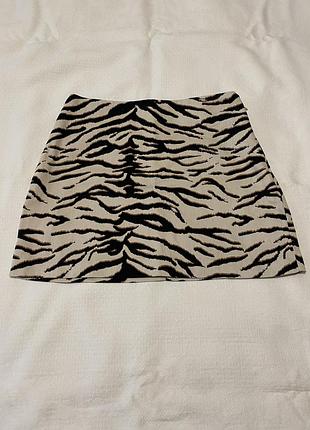 Тигрова джинсова міні спідниця h&m з якісною підкладкою