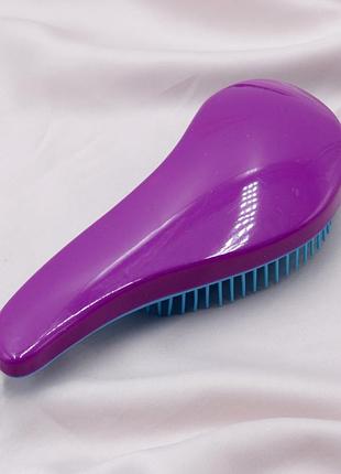 Массажная расческа для волос mini, щетка для волос фиолетовая с голубым однотонная, масажка 15х6см