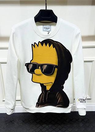 Світшот чоловічий білий брат сімпсон осінній весняний літній