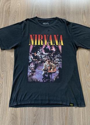 Мужская хлопковая футболка с принтом nirvana